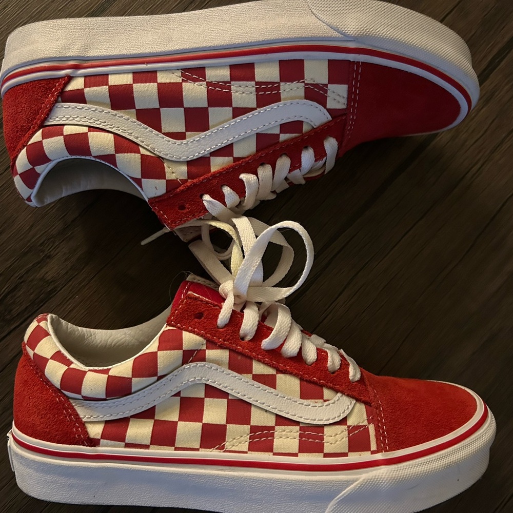 Vans Red and White Checkered Shoes - Picture 3 of 4